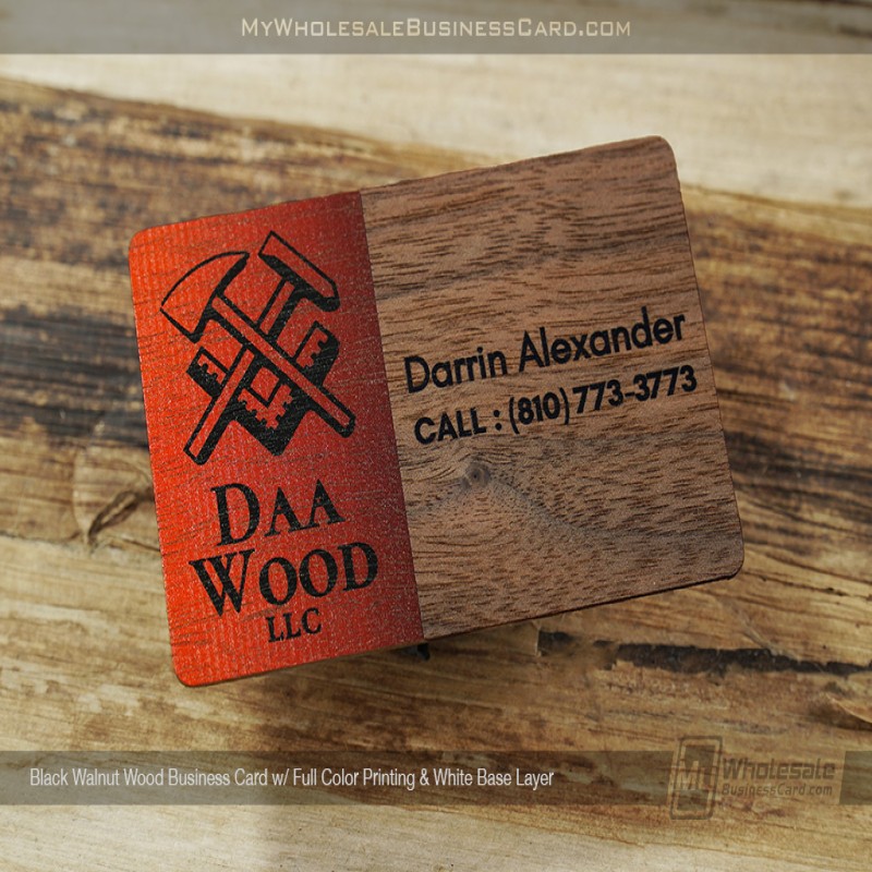 Black Walnut Wood Business Cards