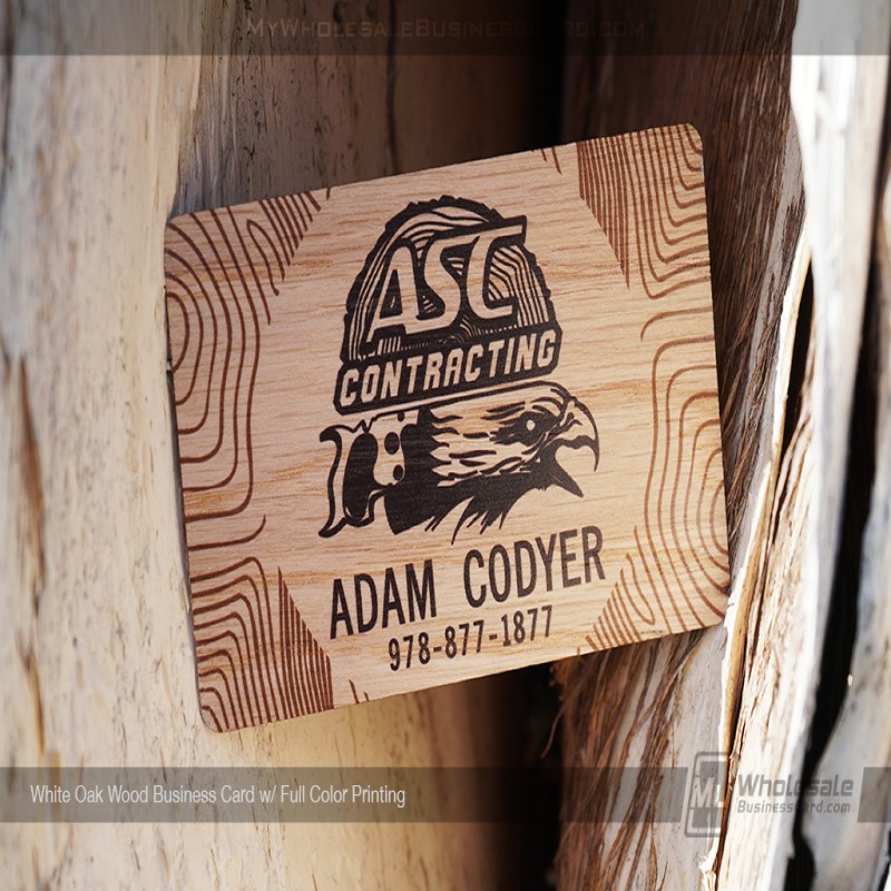 White Oak Wood Business Cards